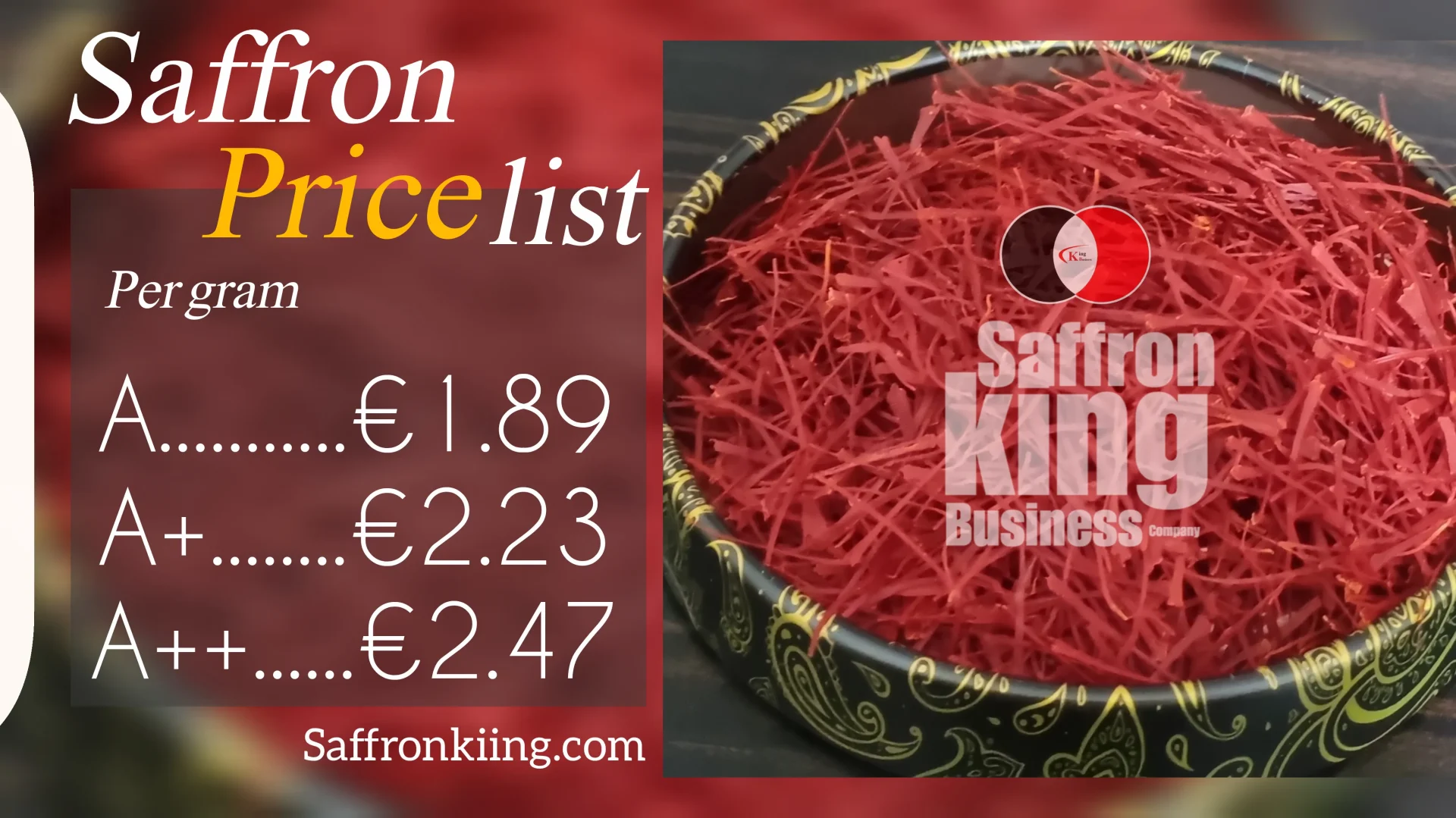 Saffron price list in Austria