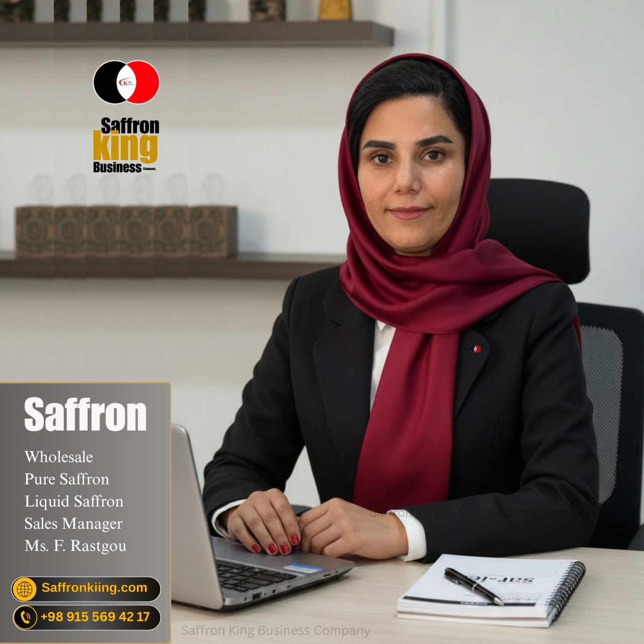 Saffron Sales Manager at Saffron King Business Company and Almas Saffron Jahan , Ms. F. Rastgou